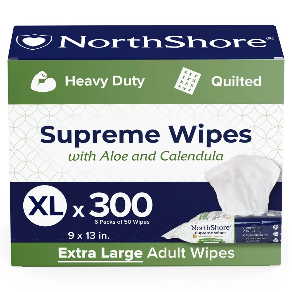 NorthShore Supreme Quilted Wipes, X-Large, Case of 6/50s (300 ct)