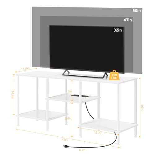 TV Stands for Living Room 50 inch TV Stand with Power Outlet Entertainment Center with Storage 3 Tier TV Console Table for 50 43 40 32 inch TV, Black