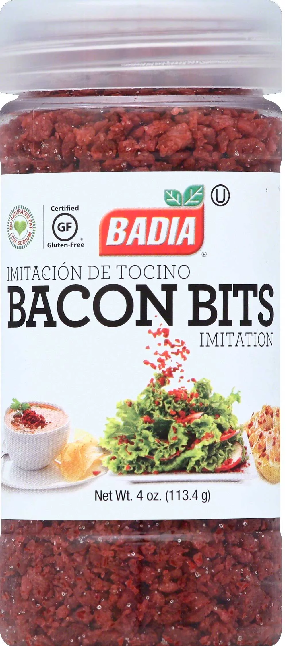 Badia Imitation Bacon Bits Salad Topping Shaker, 4 oz - 2 Case of 6