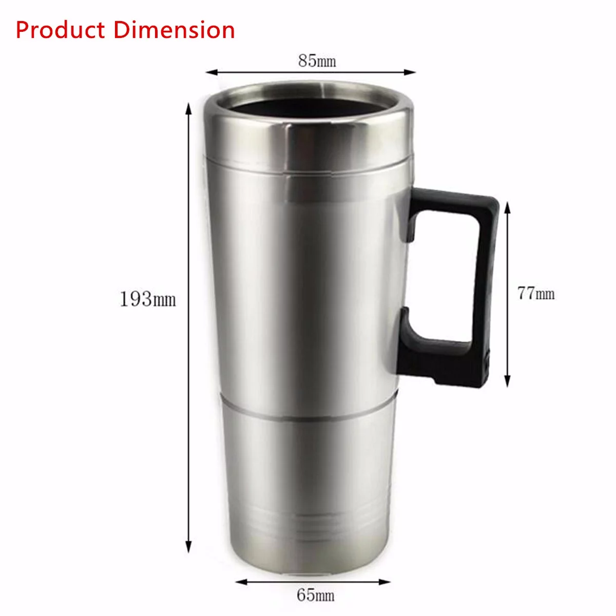 Stainless Steel 12V 500ml Car Auto Heating Cup, Electric Insulated Coffee Mug Kettle Boiler Water Heater Thermoses Vehicle Coffee Maker Tea Pot Travel Heater Cup Bottle, with Anti-Spill Lid