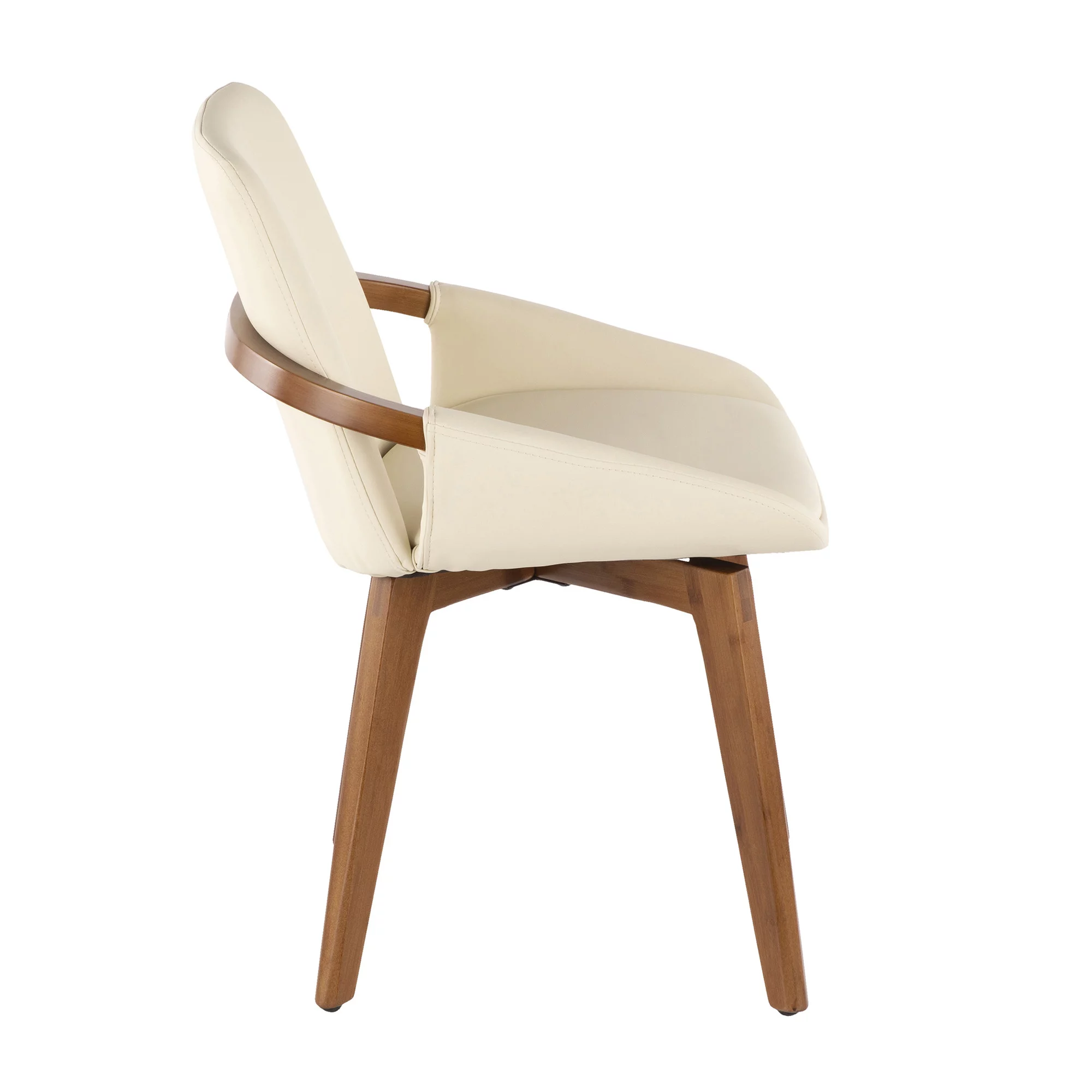 Cosmo Mid-Century Chair in Walnut and Cream Faux Leather by LumiSource