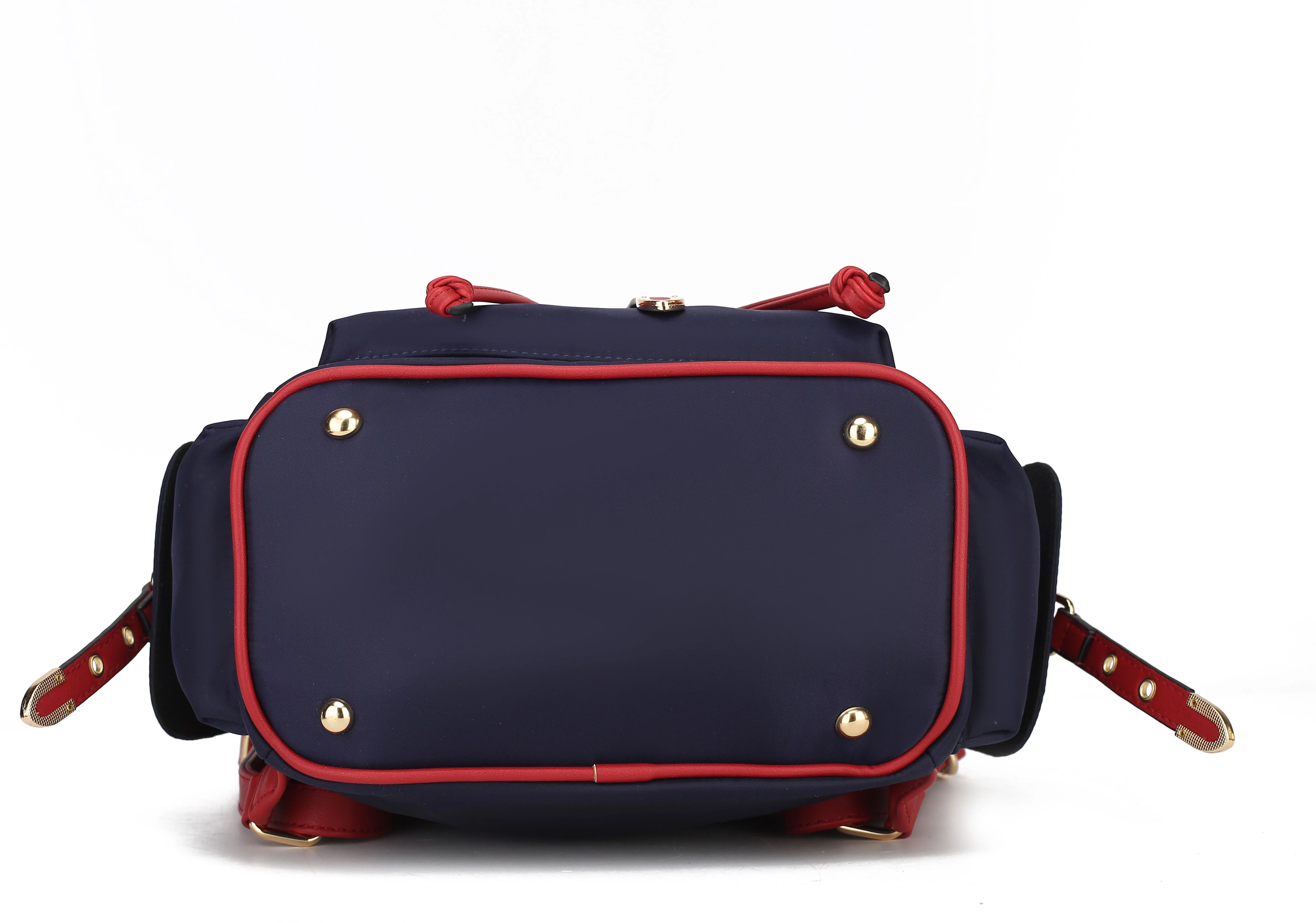 MFK Collection Paula Nylon & Smooth Vegan Leather Women’s Backpack by Mia K. - Taupe