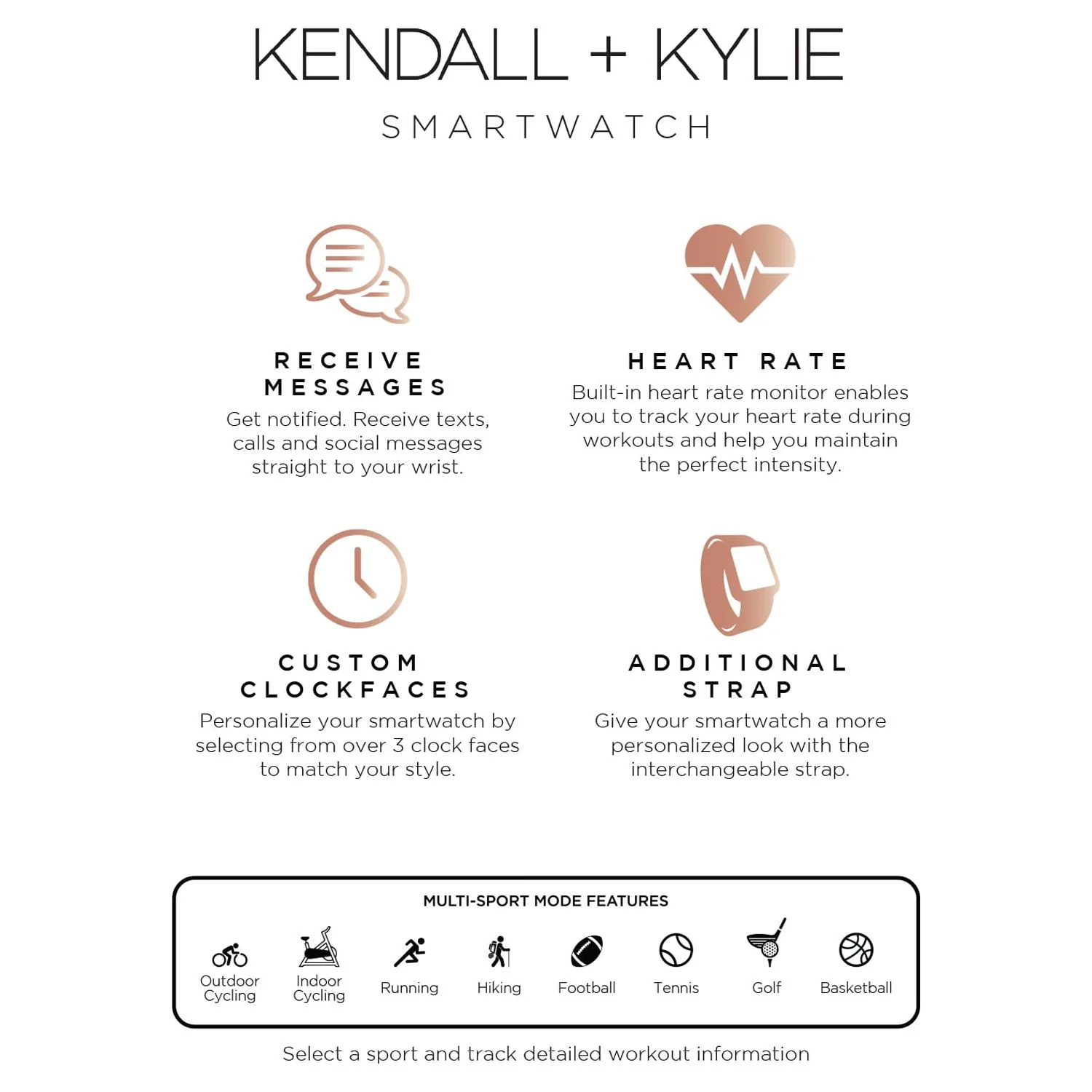 Kendall + Kylie Female Adult Smart Watch w/ Extra Strap & Earbud Set, Checkered Print