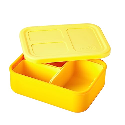 LunchBots Build -a- Bento Lunch Box, Silicone Bento Box for Kids, Multi-Compartment Lunch Container, Oven & Dishwasher Safe, BPA Free, 28 oz - Green