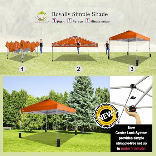 CROWN SHADES 10x10 Pop Up Canopy - Beach Tent with One Push Setup - Easy Outdoor Sun Shade for Events, Parties, Camping - Gazebo with STO-N-Go Cover Bag, Silver Coated Top, White