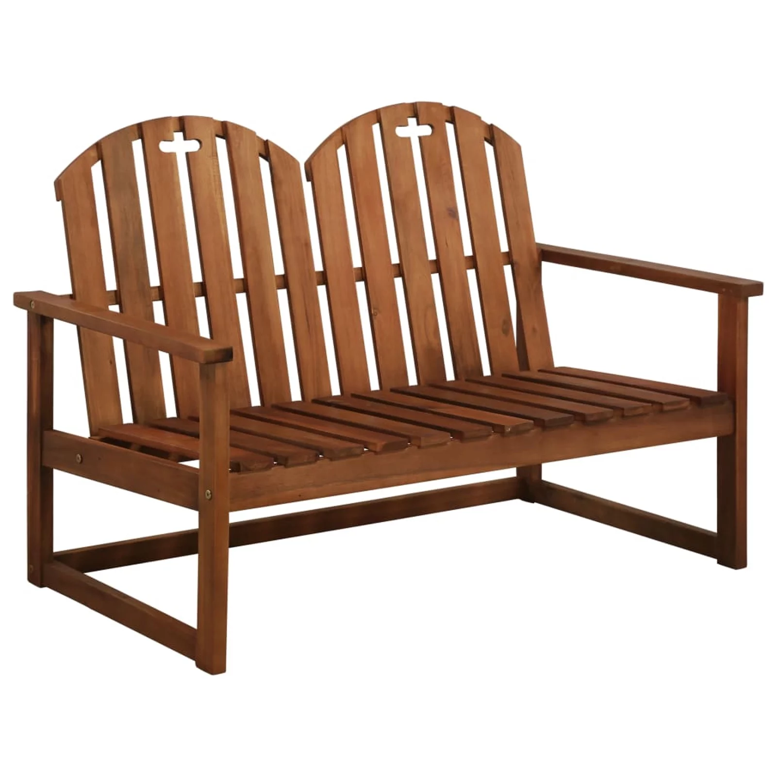 Anself 2-Seater Wooden Garden Bench Acacia Wood Patio Porch Chair Seat with Backrest and Armrest Outdoor Bench for Backyard, Balcony, Lawn Furniture 43.3 x 24.8 x 31.1 Inches (W x D x H)
