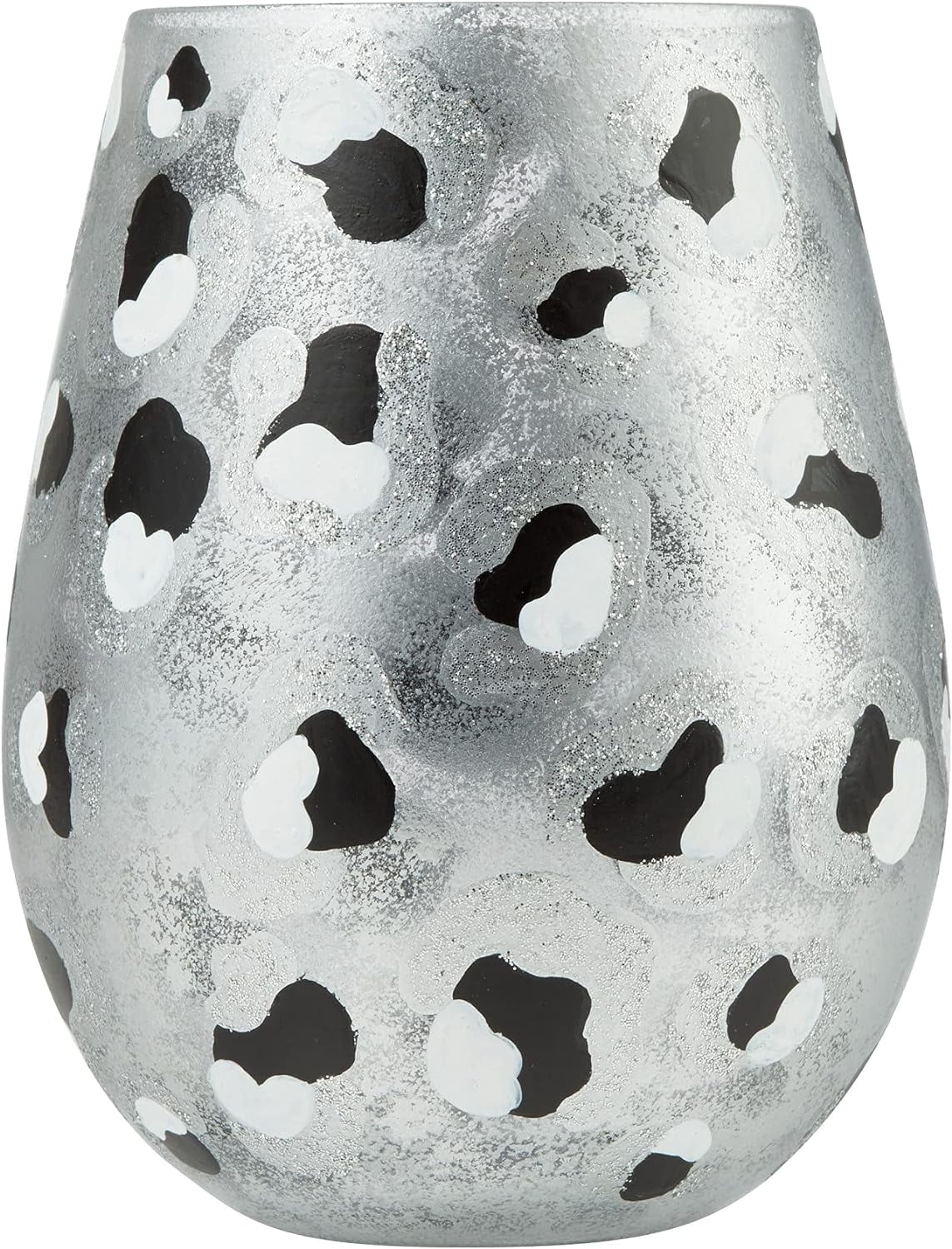 Designs By Snow Leopard Hand-Painted Artisan Stemless Wine Glass, 20 Ounce, Multicolor