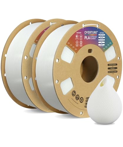 OVERTURE PLA Filament 1.75mm PLA 3D Printer Filament, 2kg Cardboard Spool (4.4lbs), Dimensional Accuracy +/- 0.02mm, Fit Most FDM Printer (Black 2-Pack)
