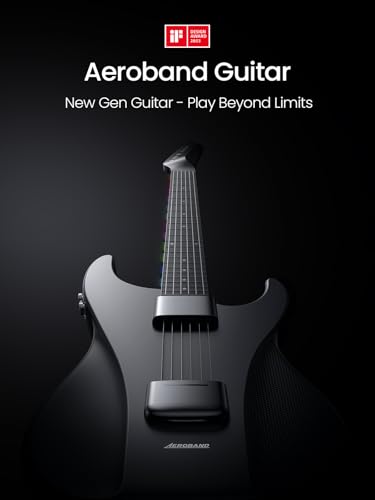 AeroBand Guitar Smart Guitar With Silicone Strings, Travel Silent Guitar With Detachable Fretboard, Headphone Jack, Built-in Speaker and Drum system, Aeroband APP Play, MIDI Guitar (With Bag)