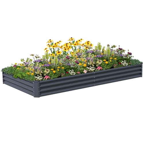 8x4x1ft(2 Pack) Galvanized Raised Garden Bed for Gardening,Metal Planter Boxes Outdoor Patio Kit Planting Bed for Vegetables Flowers Herb,Silver