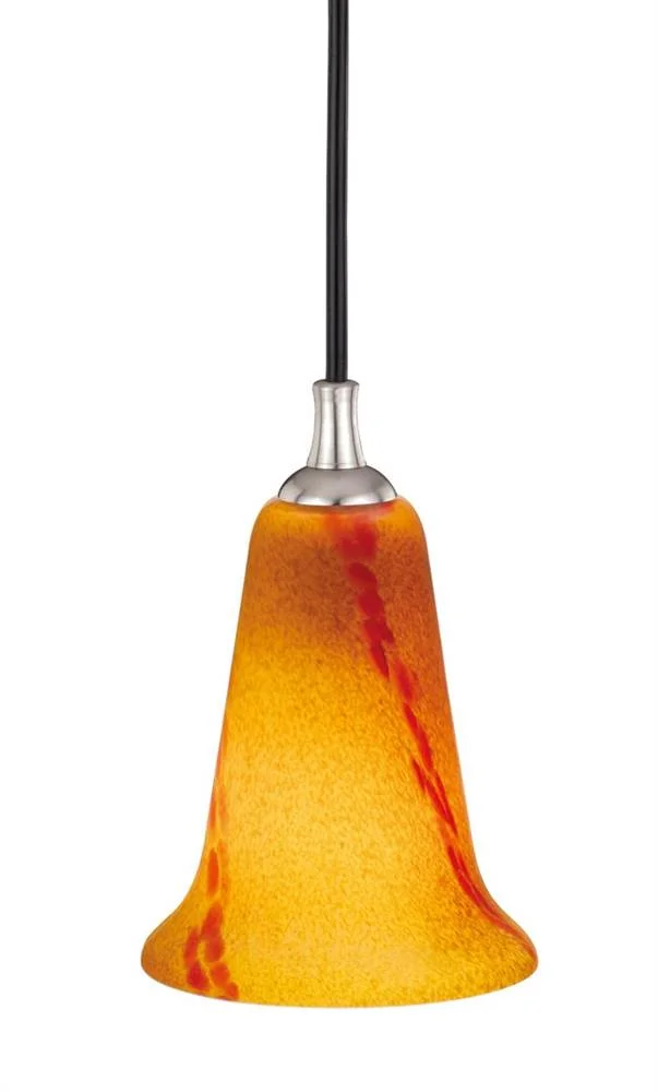 Vaxcel Milano Satin Nickel Mini Pendant Ceiling Light Amber Red Glass