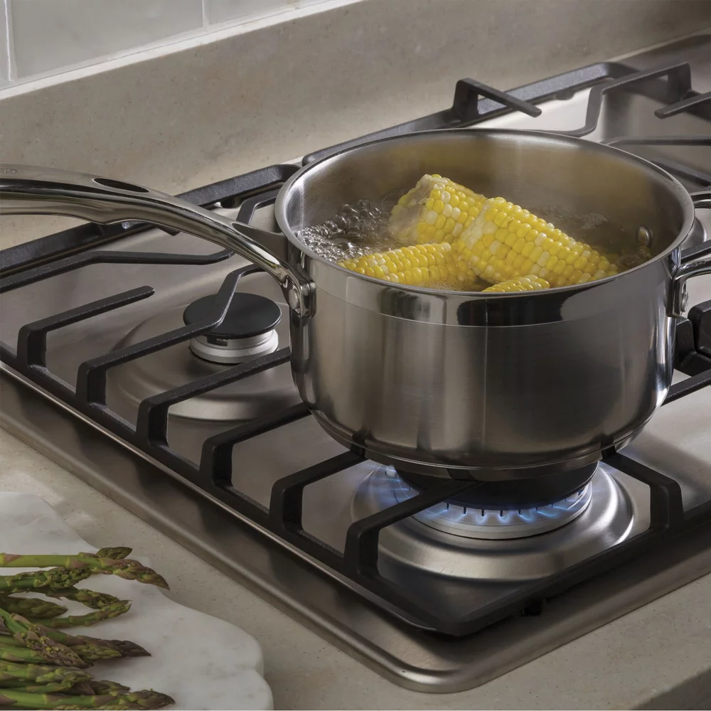 GE JGP3530SLSS 30 inch Built-In Gas Cooktop Bundle with Premium 3 YR CPS Enhanced Protection Pack