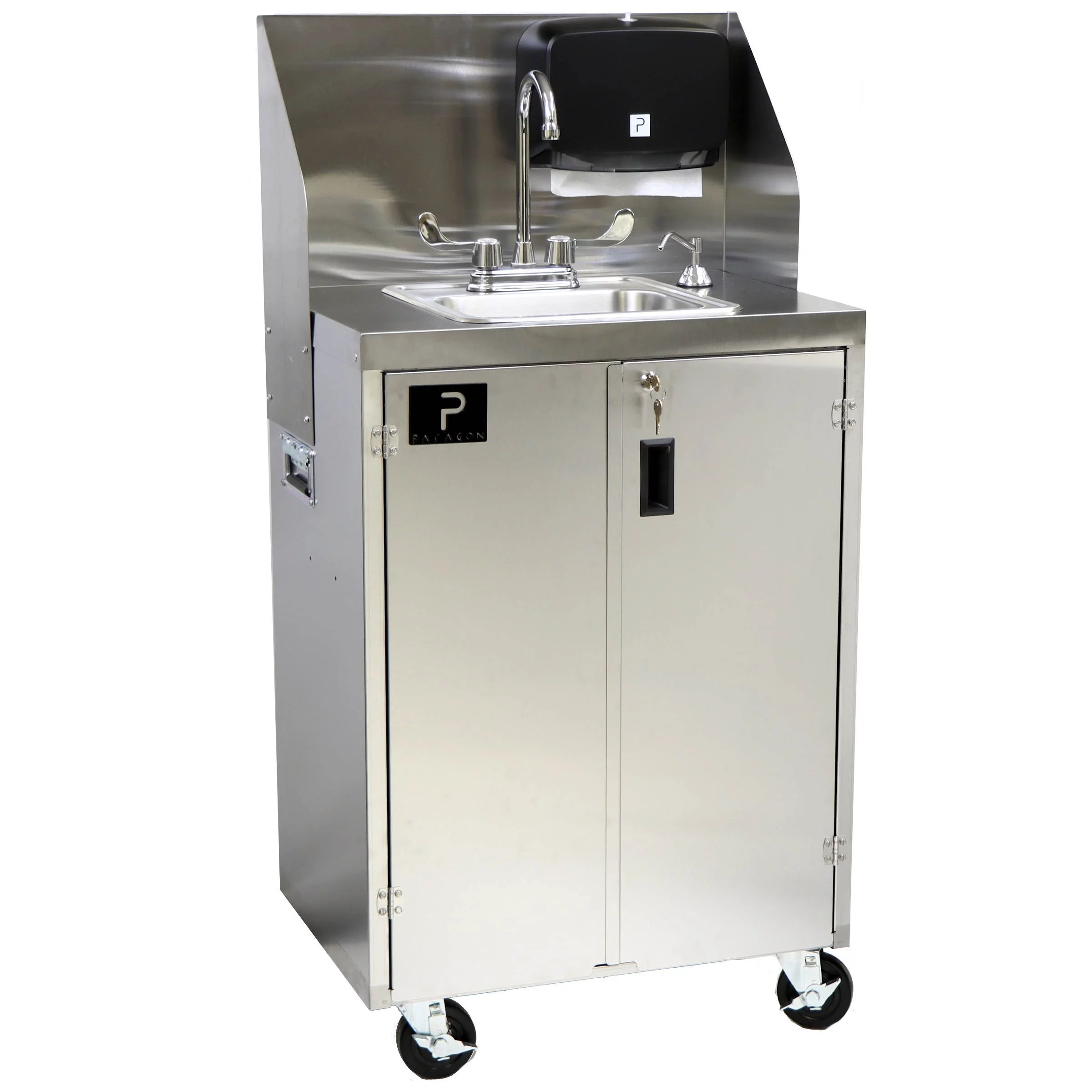 Electric Portable Sink, with Hot Water Heater and Pump - Movable Steel Hand Washing Sink