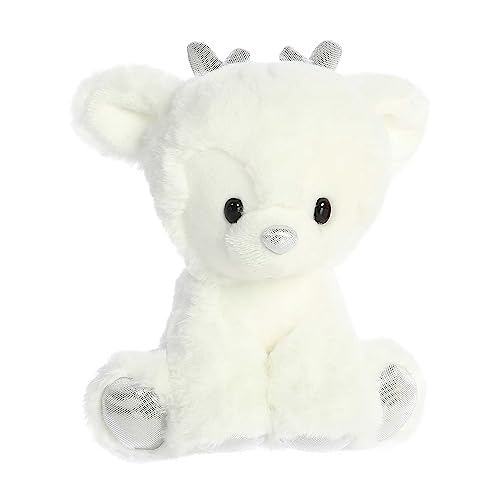 Aurora® Festive Holiday Dashing Reindeer™ Stuffed Animal - Seasonal Characters for Holiday Décor - Perfect Stocking Stuffers for Kids and Collectors - White 6.5 Inches