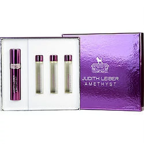 Amethyst by Judith Leiber for Women EDP Coffret: Purse Spray + 3x EDP 0.33oz Refills New in Box