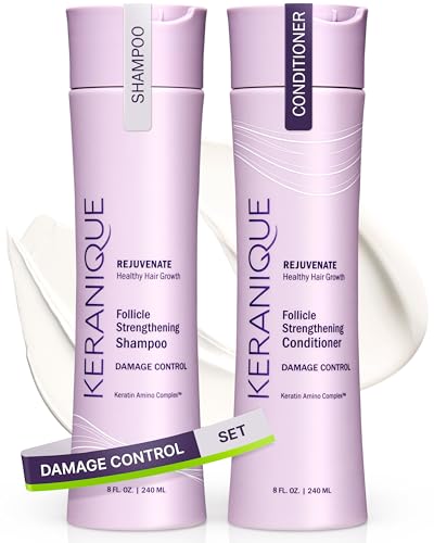 Keranique Hydrating Shampoo and Conditioner Set - Deep Hydration Hair Shampoo and Conditioner for Repairing Natural Moisture with Keratin - Sulfate-Free Intense Hydrator for Dry, Thin, Damaged Hair
