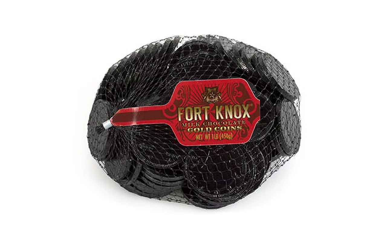 Fort Knox Milk Chocolate 1.5-inch Coins Black Foil, 1 LB