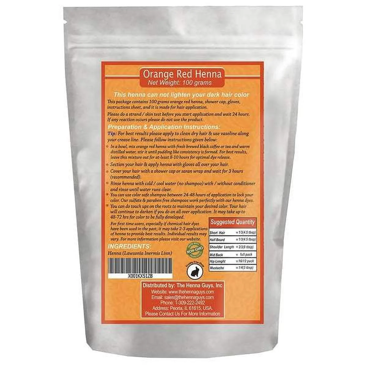 2 Packs of Orange Red Henna For Hair 100 Grams - The Henna Guys