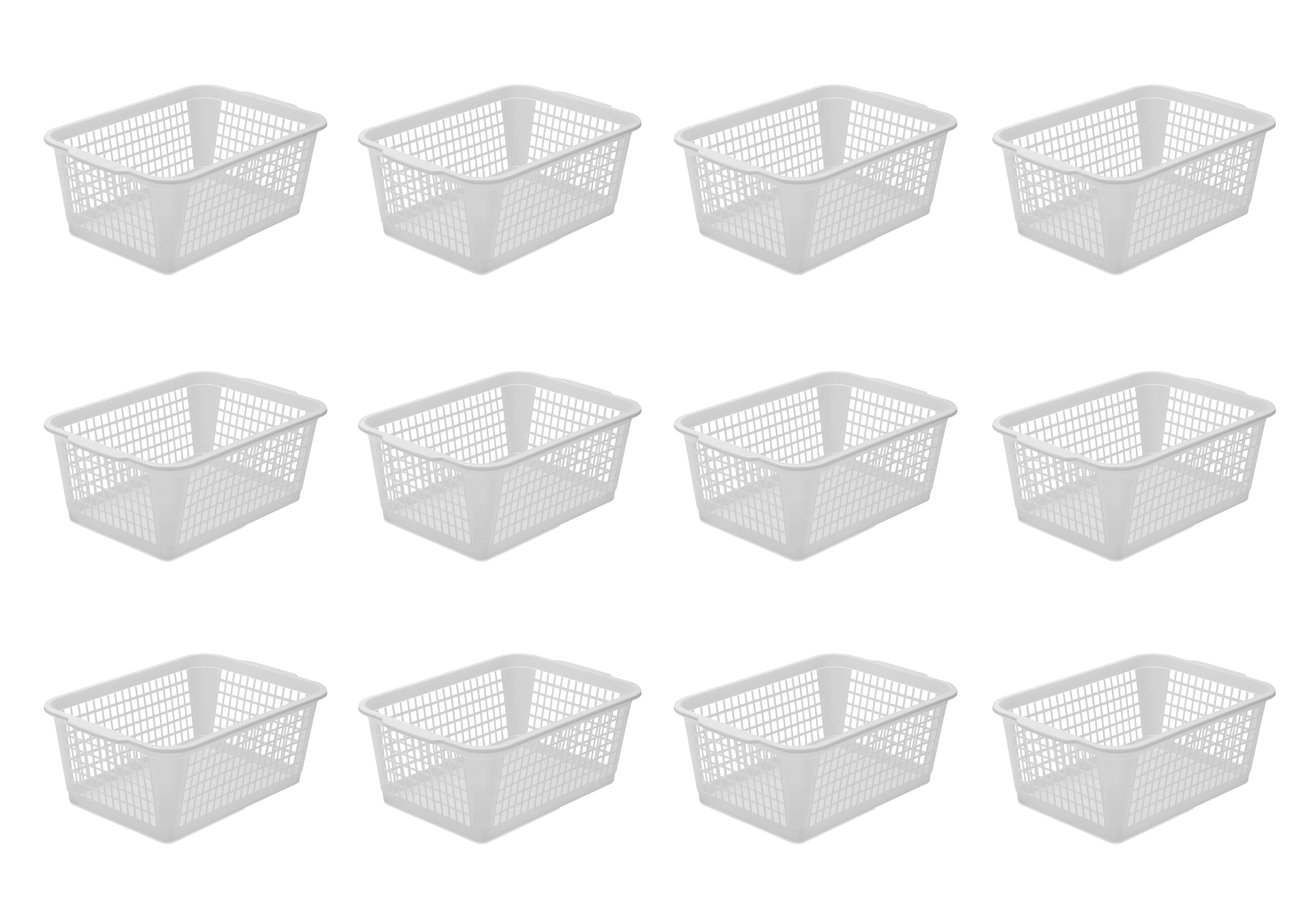 YBM Home Large Plastic Storage Basket (12 Pack), White 15 L x 10 W x 6 H