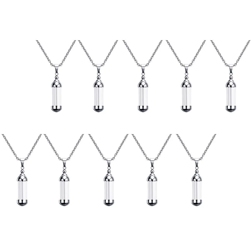 10Pieces Glass Vial Pendant Necklace Openable Urn Chain Clear Keepsake Ash Tube