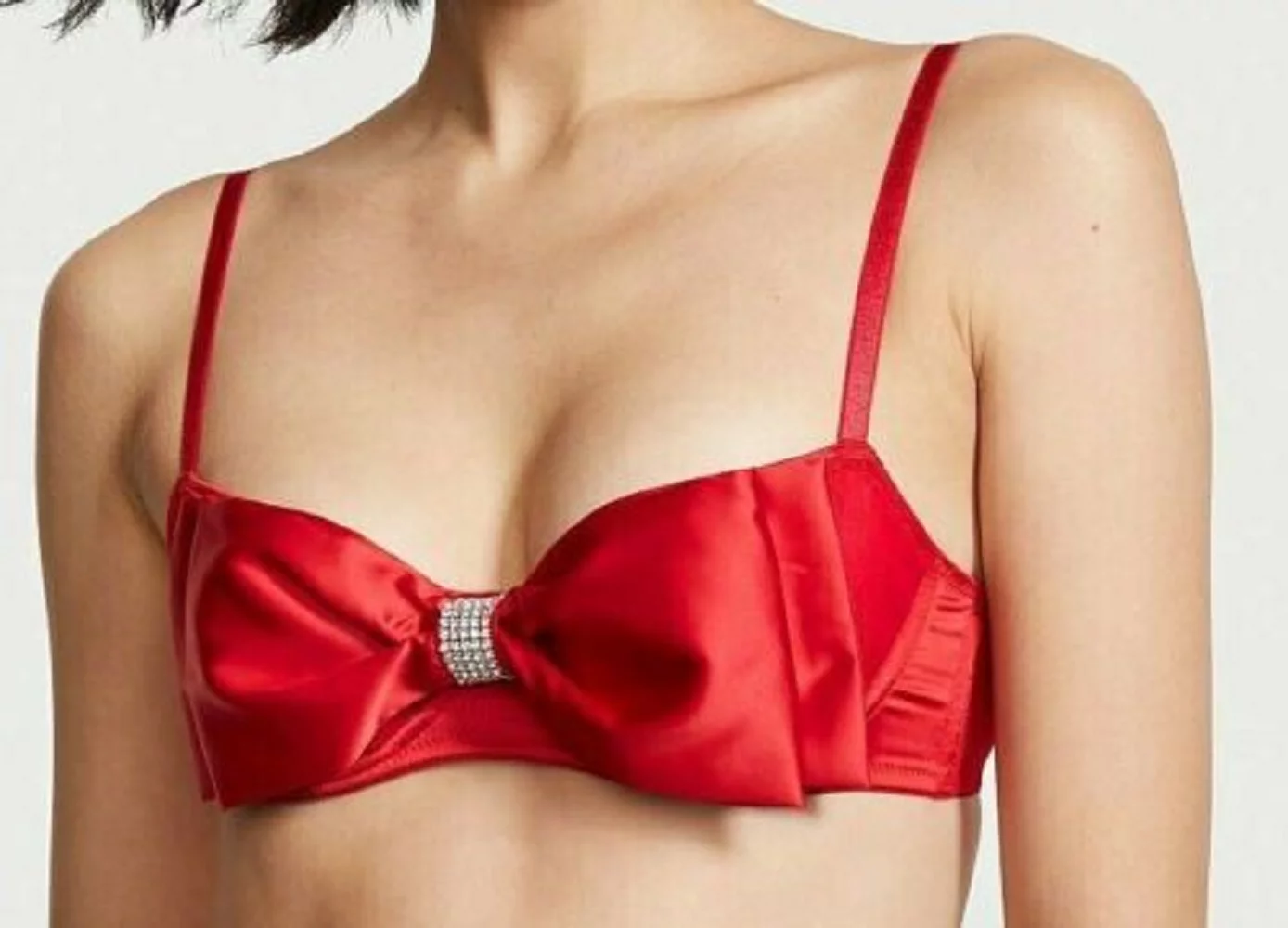 Victoria's Secret Lipstick Red Dream Angels Wicked Unlined Sheer Mesh & Bow Balconette Bra Size 34C NWT