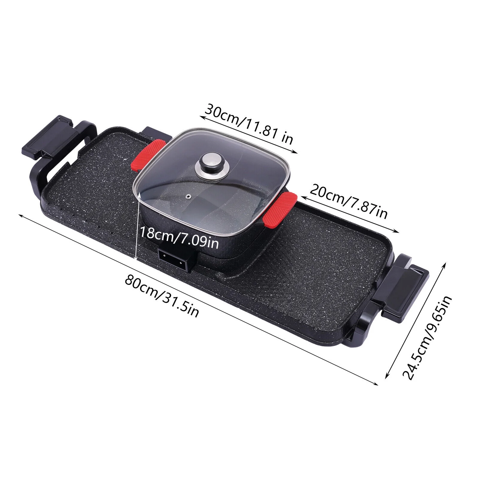 Denest Electric 2 in 1 Hot Pot BBQ Oven Smokeless Barbecue Pan Grill Hotpot Machine