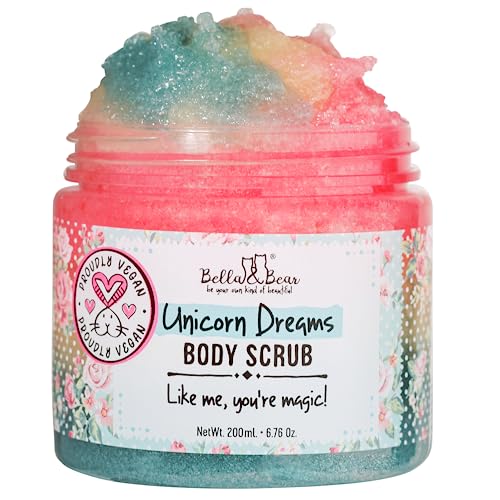 Bella & Bear Unicorn Dream Body Scrub - Vegan, Cruelty-Free, Paraben-Free Exfoliating Sugar Scrub for Smooth Skin - Mango, Pineapple & Vanilla