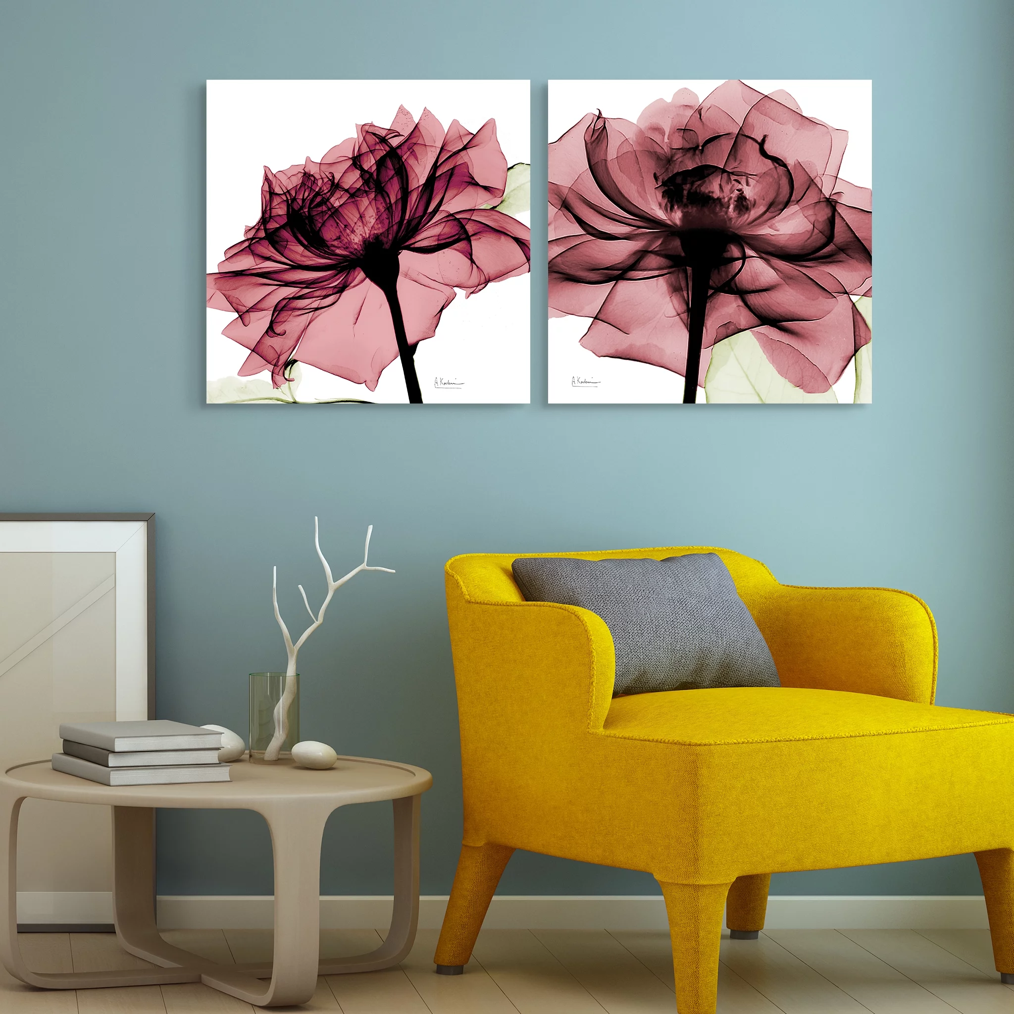 Empire Art Direct Chianti Rose I & II Frameless Free Floating Tempered Glass Panel Graphic Wall Art, 24