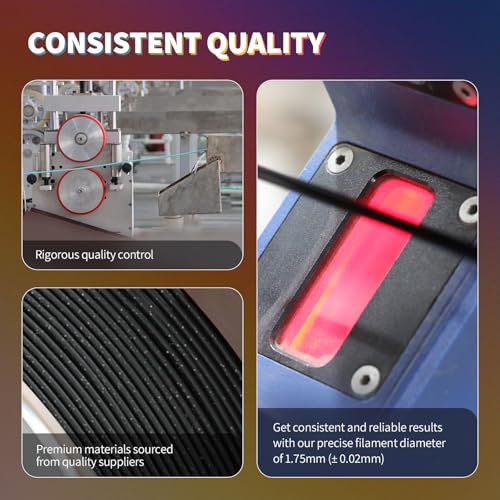 OVERTURE PLA Filament 1.75mm PLA 3D Printer Filament, 2kg Cardboard Spool (4.4lbs), Dimensional Accuracy +/- 0.02mm, Fit Most FDM Printer (Black 2-Pack)