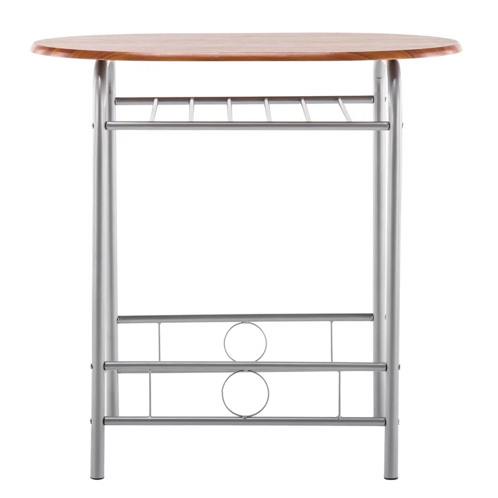 3PCS Dining Table Set 2 Chairs Wood Metal Kitchen Breakfast Living Room Furniture