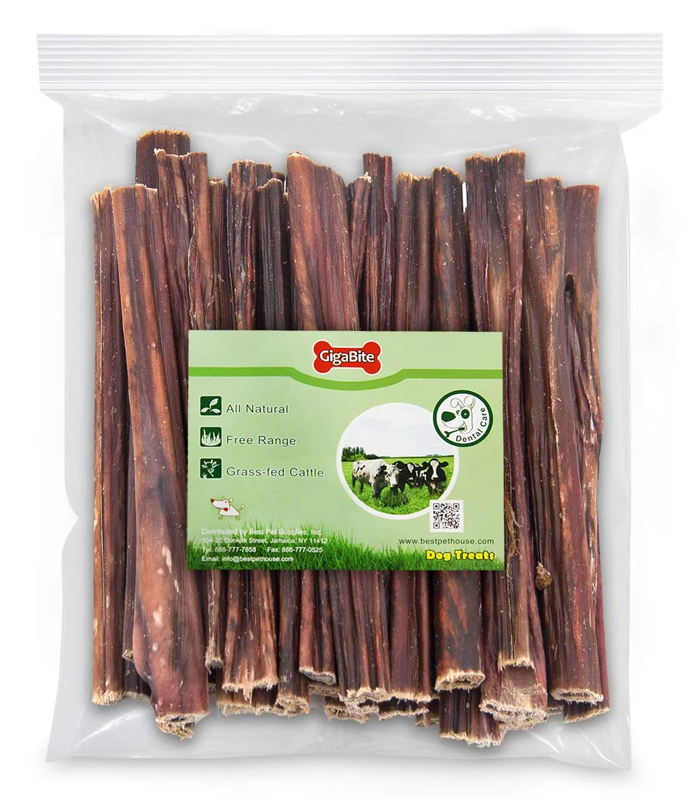 Best Pet Supplies GigaBite 6 Inch Beef Gullet Jerky Sticks (40 Pack) - All Natural, Free Range Beef Esophagus Stick Dog Treat