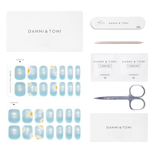 DANNI & TONI Semi Cured Gel Nail Strips Christmas Santa Claus Snowflakes Cat Eye Gel Nail Wraps 28 Stickers | Mistletoe Meow