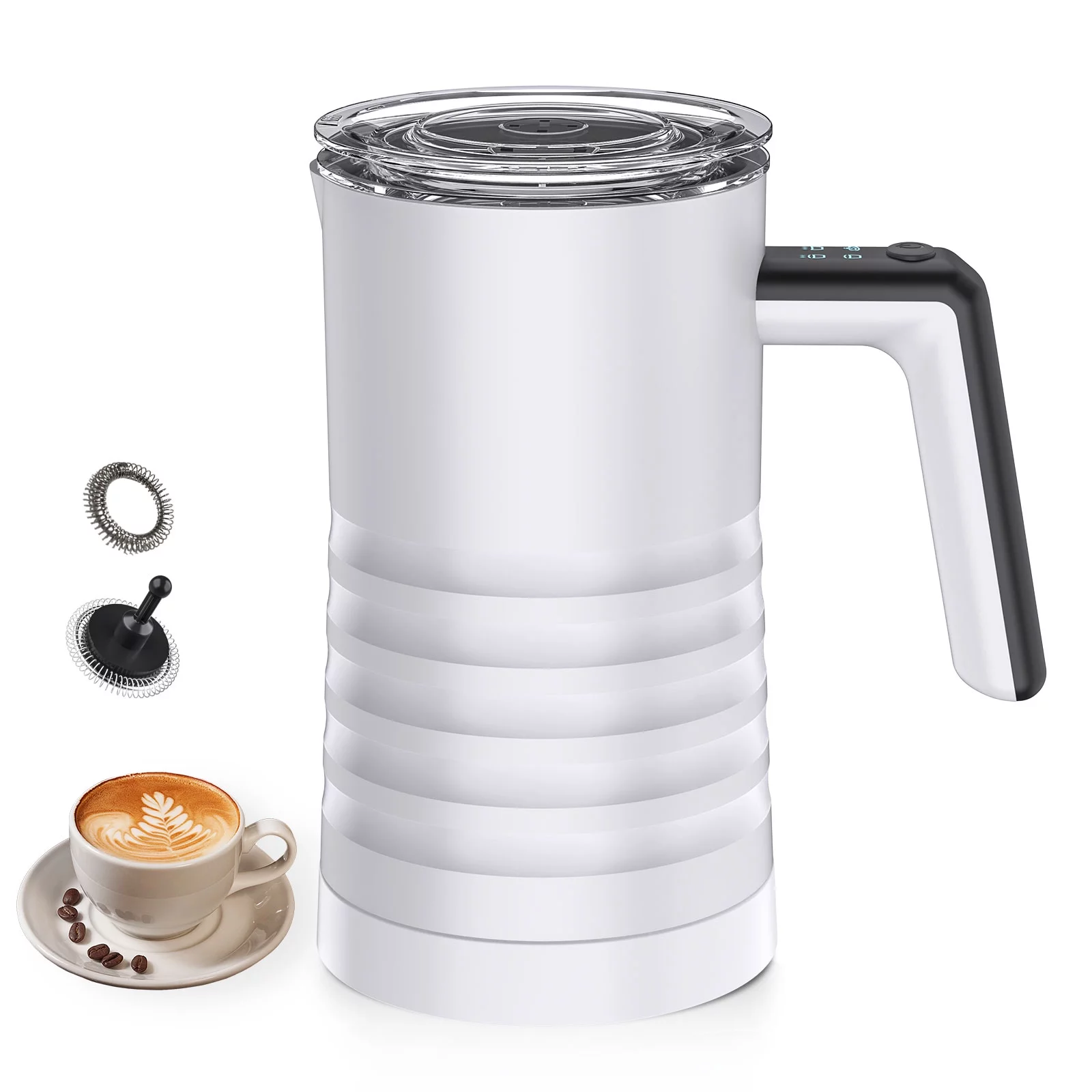 Shinysix Electric Milk Frother and Steamer 4 in 1, Non-Stick Interior, 580ml, Hot/Cold Stainless Steel Milk Foam Maker for Coffee/Hot Chocolate Milk/Latte/Cappuccinos