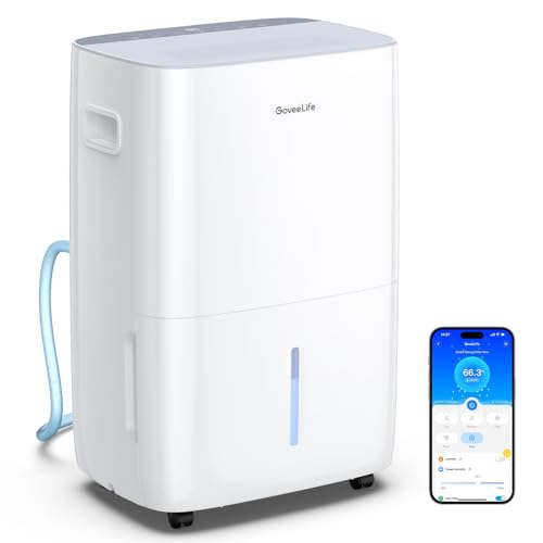 GoveeLife Dehumidifier for Home 4,500 Sq.Ft, 50 to 137 Pint Smart Auto Humidity Control, Drain Hose, 2.0Gal Bucket, Compressor Dehumidifiers for Basement with Auto Shut Off, Bathroom, Bedroom, Garage
