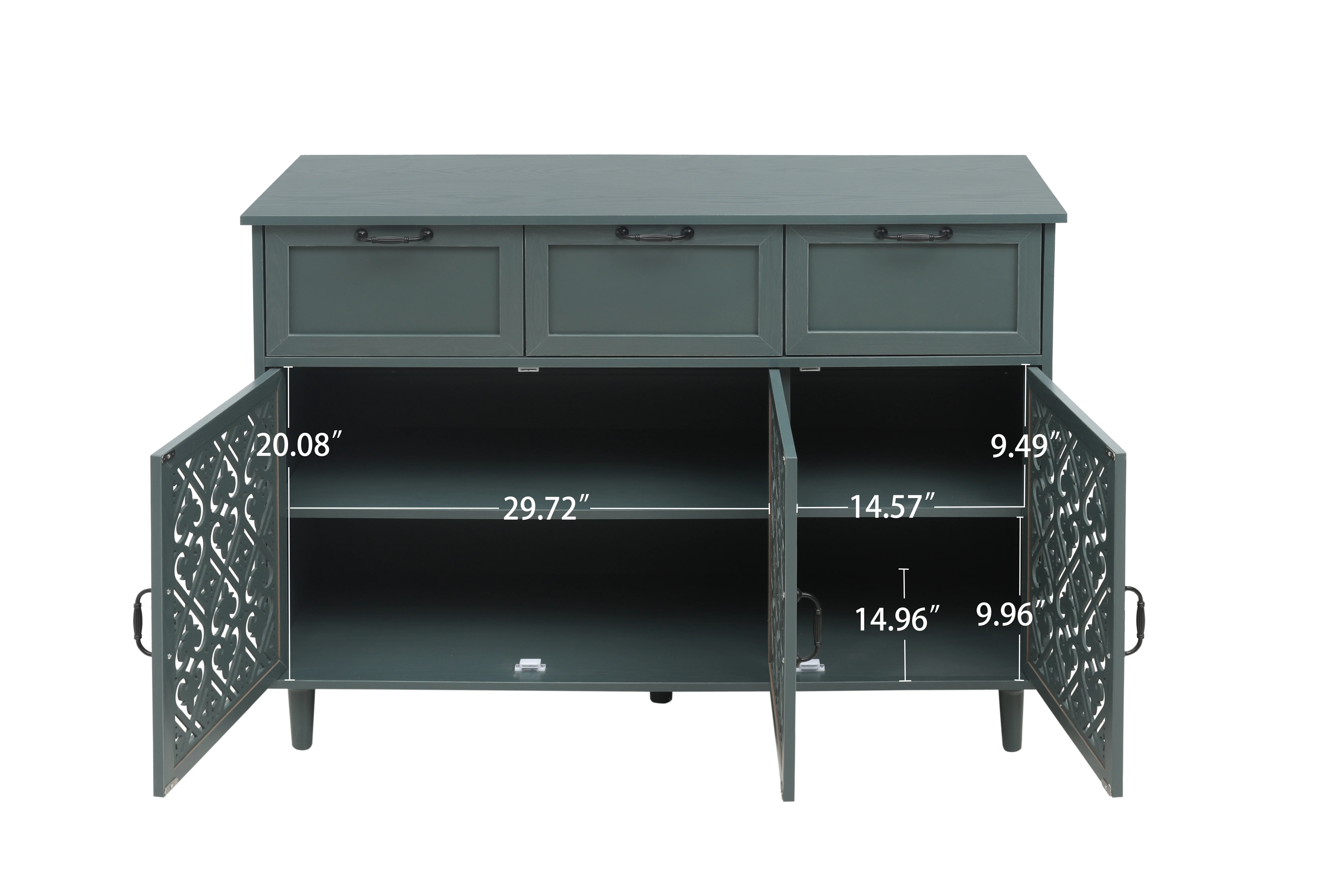 KINFFICT Sideboard Storage Cabinet with 3 Doors & 3 Drawers, Mid-Century 47