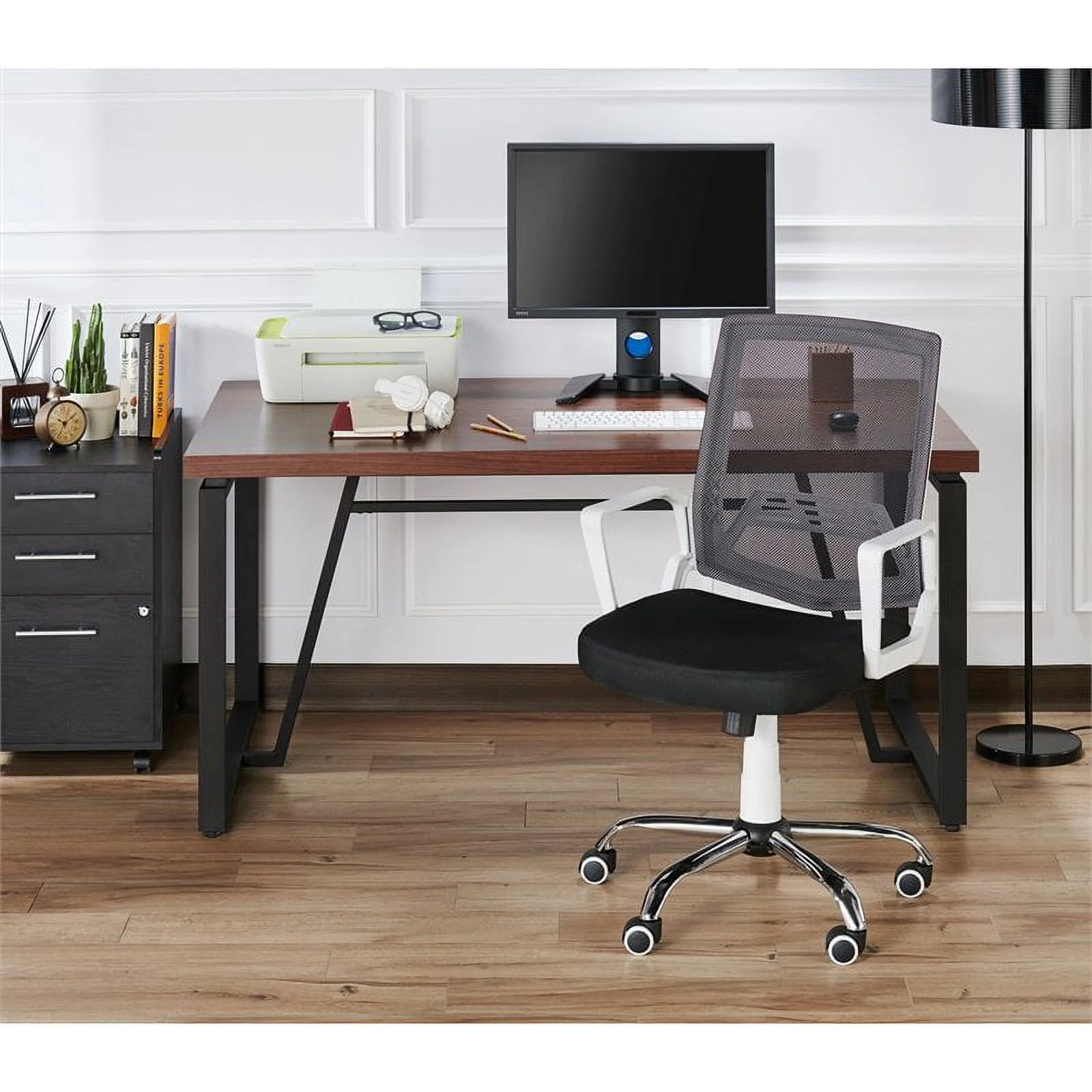 Furniture of America Zeneth Metal Ergonomic Office Chair in Black and White