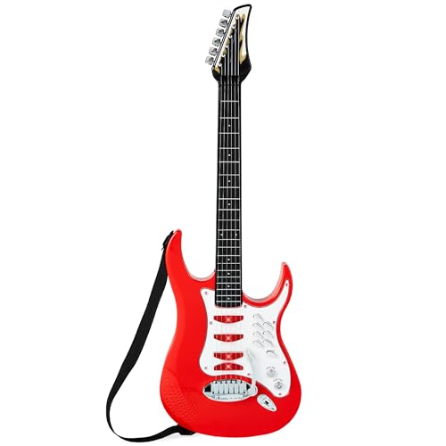 Best Choice Products Kids Electric Musical Guitar Play Set, Toy Guitar Starter Kit Bundle w/ 6 Demo Songs, Whammy Bar, Microphone, Amp, AUX, 2 Sticker Sheets - Blue