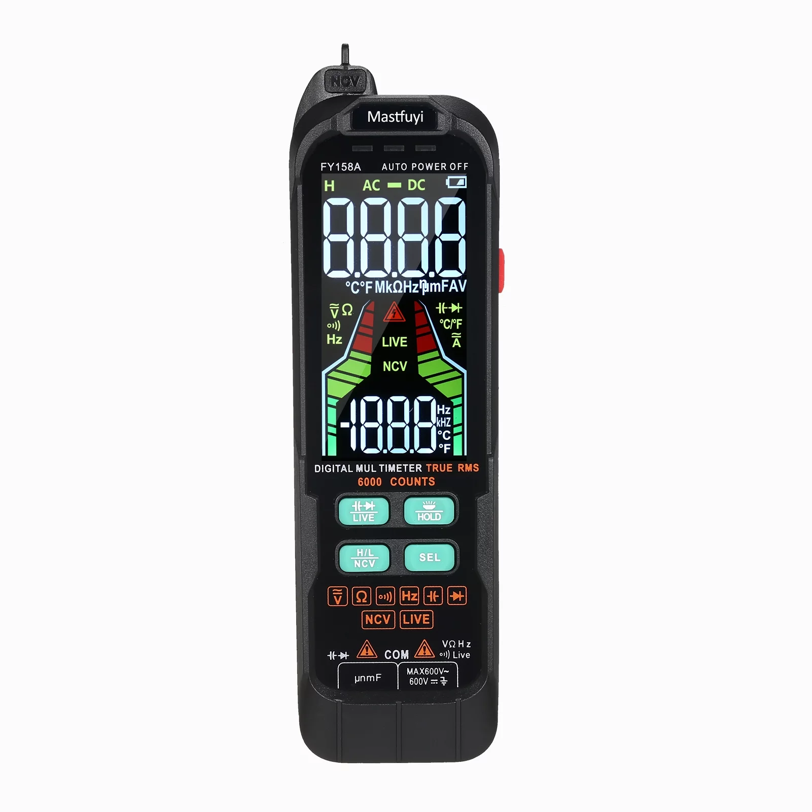 Mastfuyi FY158A Digital Multimeter, Easy to Read Display with Backlight, Ideal for Industrial Electrical Maintenance