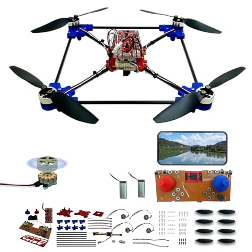DIY Drone Kit with Brushless Motor & Dual Camera - STEM Building Project with Optical Flow Hovering, 360° Flips, One-Click Controls for Beginners to Learn Drone Engineering