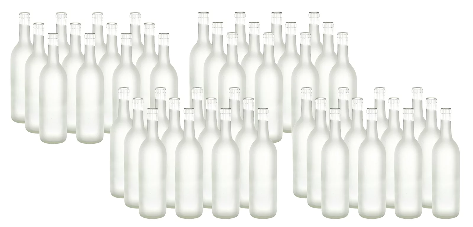 750 ml Frosted Glass Bordeaux Bottles, 4 Cases of 12 Bottles (48 Bottles)