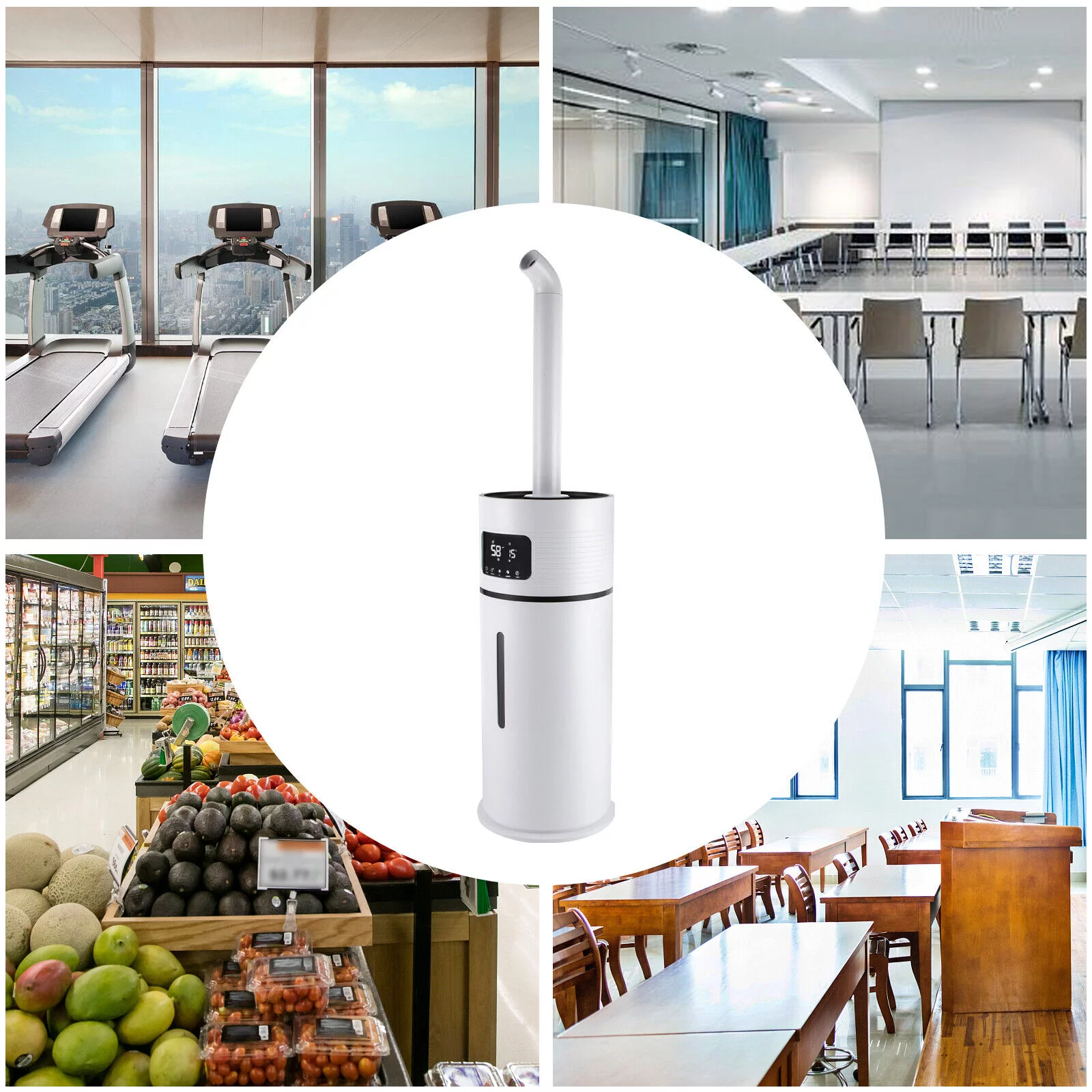 ZhdnBhnos 15L/4Gal Commercial Air Humidifier Large Room Essential Oil Cool Mist Diffuser Whole House 360° Nozzle 538.2ft²