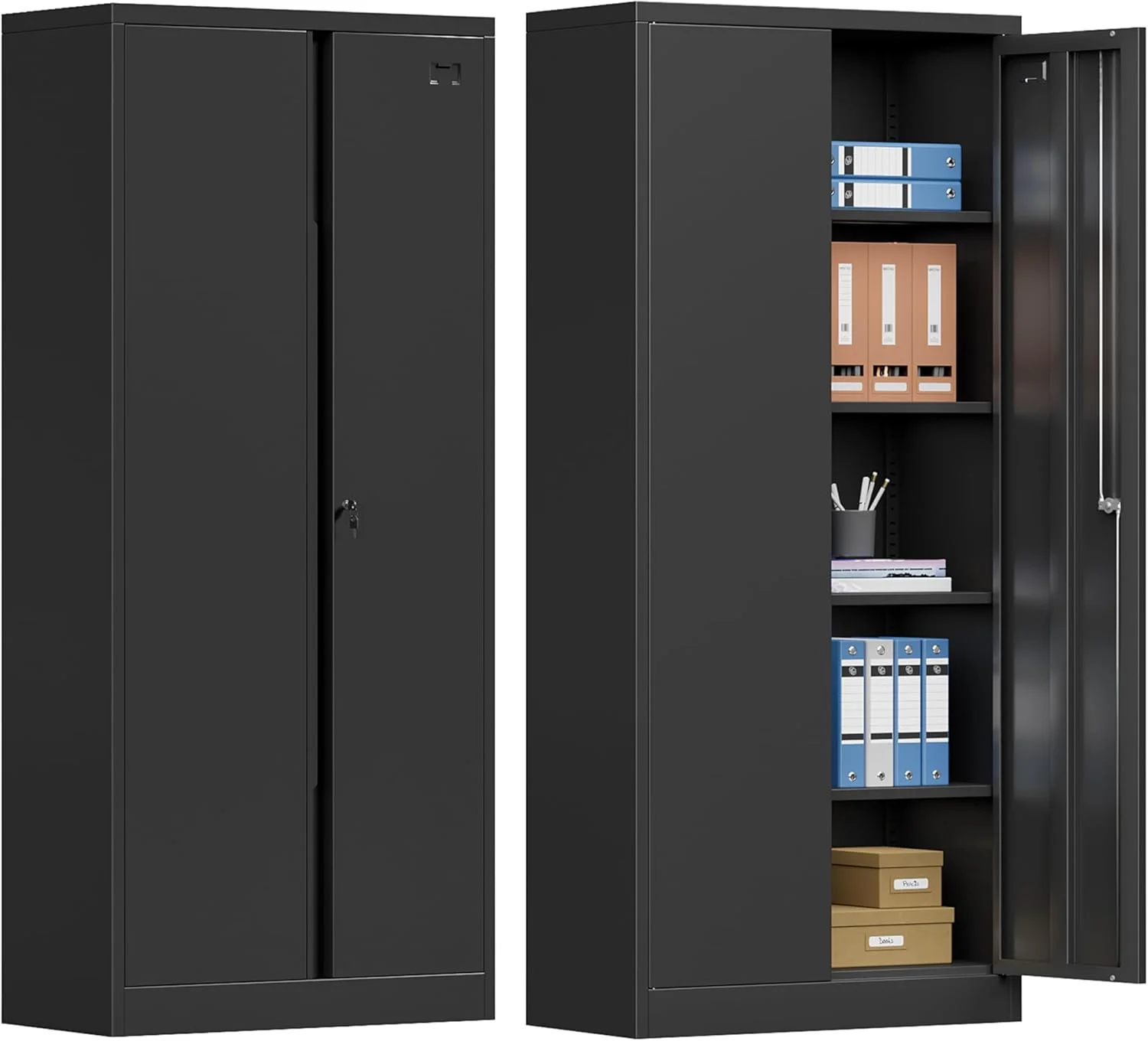 Metal Storage Cabinet with Locking Doors and 4 Adjustable Shelves,71