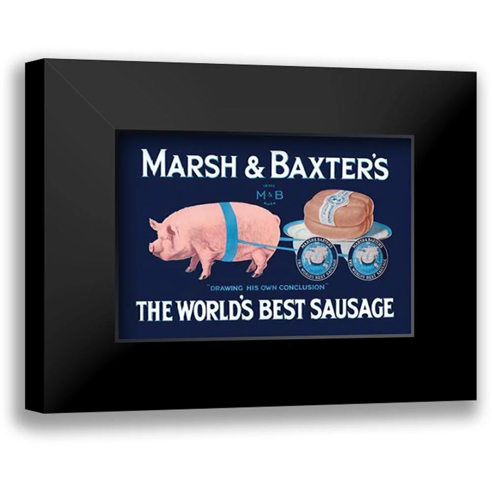 Advertisement 18x14 Black Modern Framed Museum Art Print Titled - Pigs and Pork: Marsh and Baxters Worlds Best Sausage