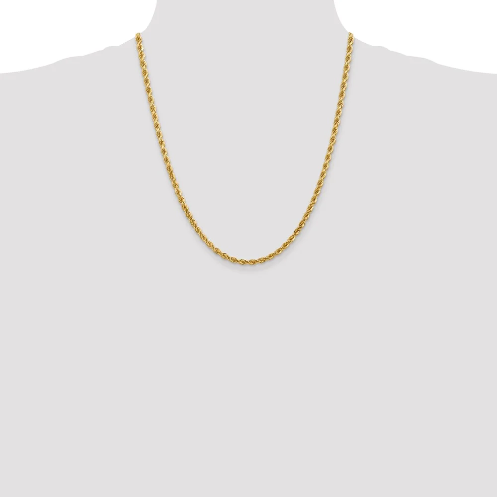 Primal Gold 14 Karat Yellow Gold 4mm Diamond-cut Rope with Lobster Clasp Chain
