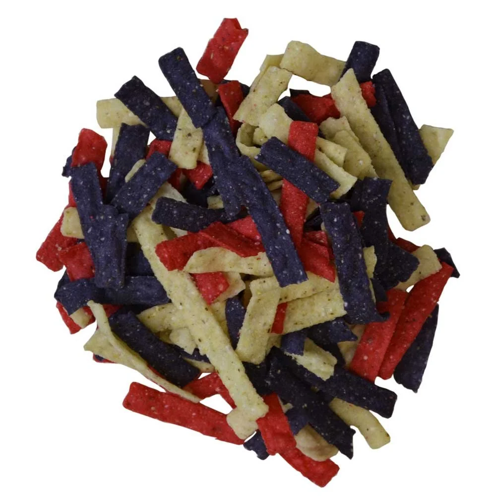Gourmet Tri Colored Tortilla Strips, 0.5 Ounce - 100 Per Case.