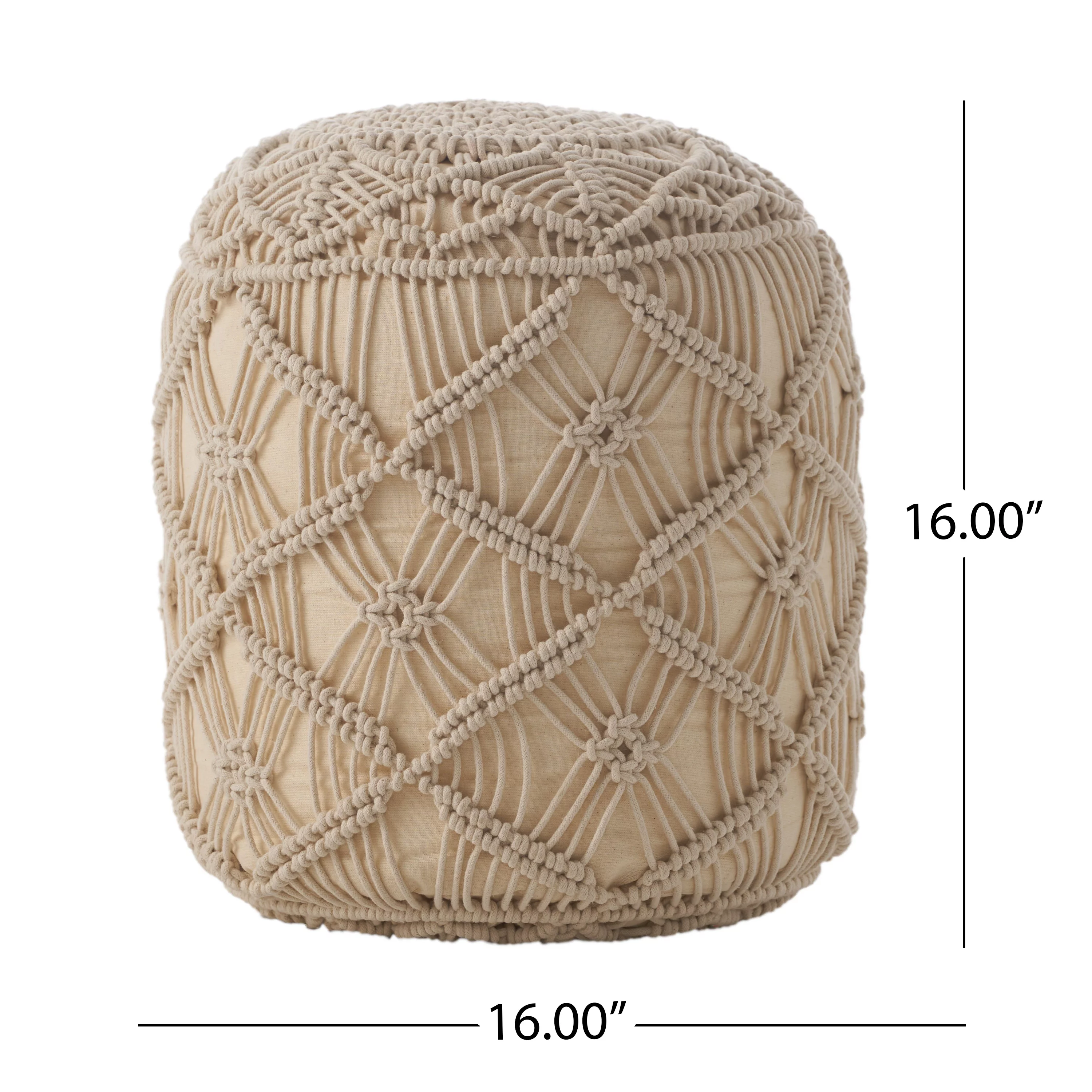Noble House Rashad Fabric Cube Pouf, Natural