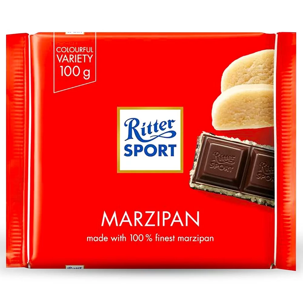 Ritter Sport Marzipan Chocolate Bar 100 g (Pack of 5)