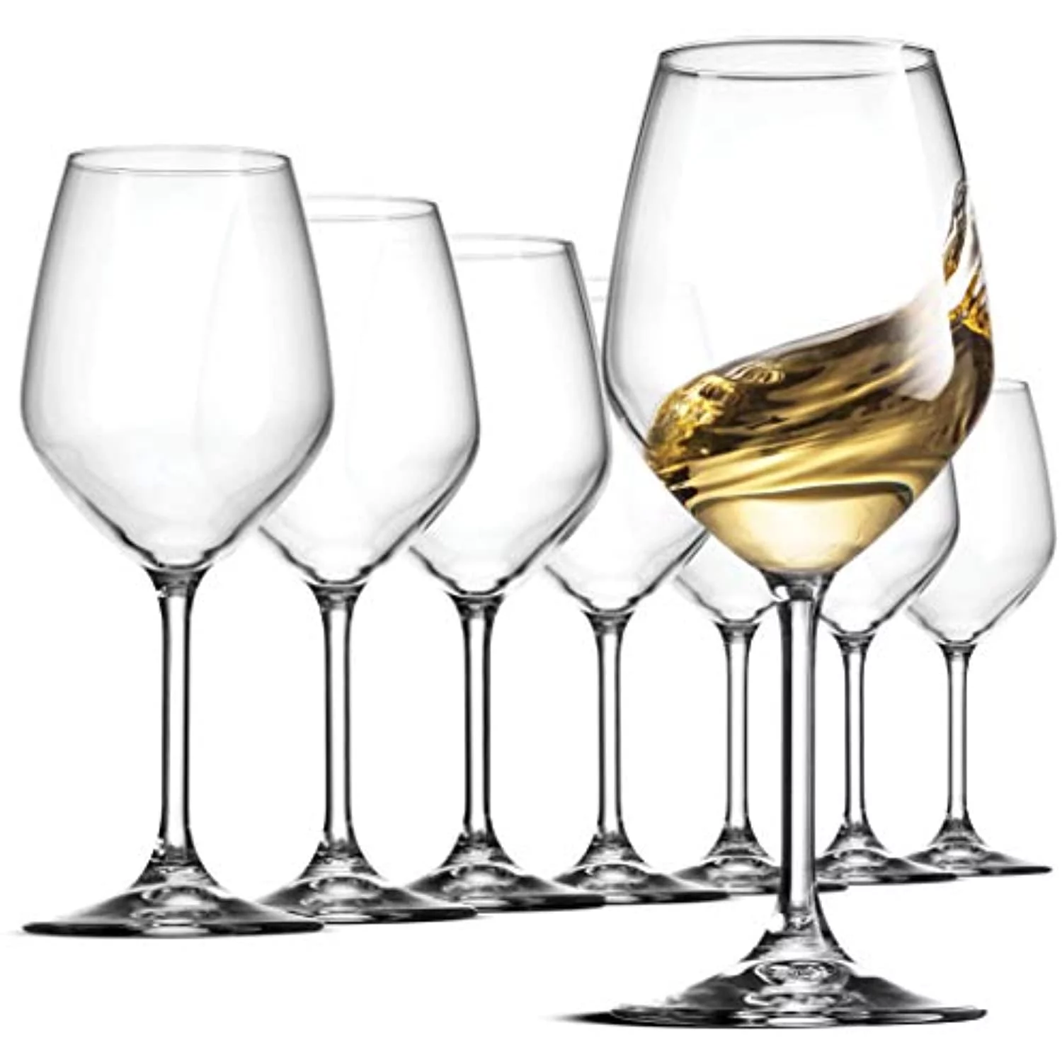 Bormioli Rocco 14.75 oz White Wine Glasses (Set Of 8): Crystal Clear Star Glass, Laser Cut Rim For Wine Tasting, Elegant Party Drinking Glassware, Restaurant Quality
