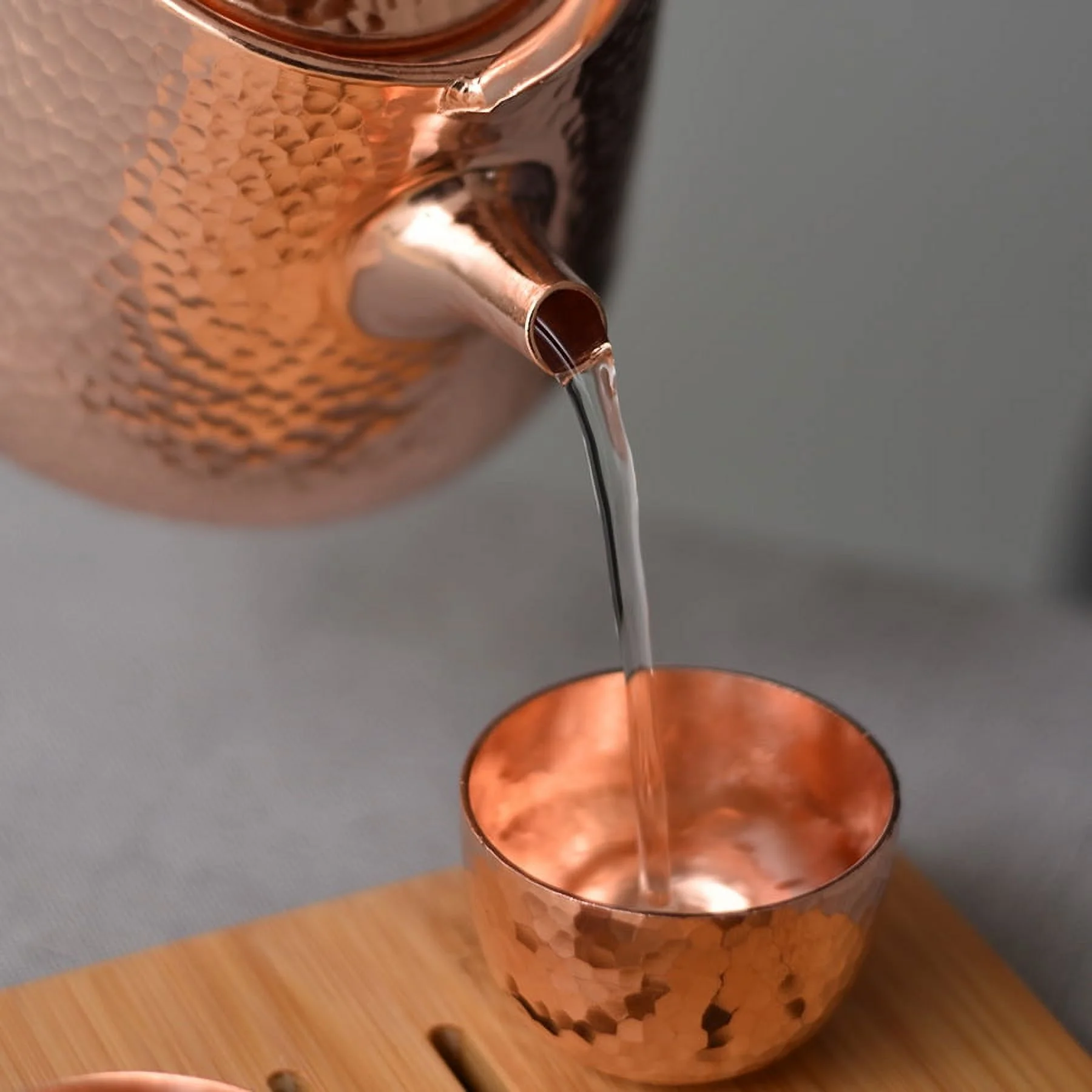 Wollet Hand-made Small Pure Copper Teapot, 15OZ, Lifting Beam Teapot Thickened Small Copper Pot Kung Fu Tea Set