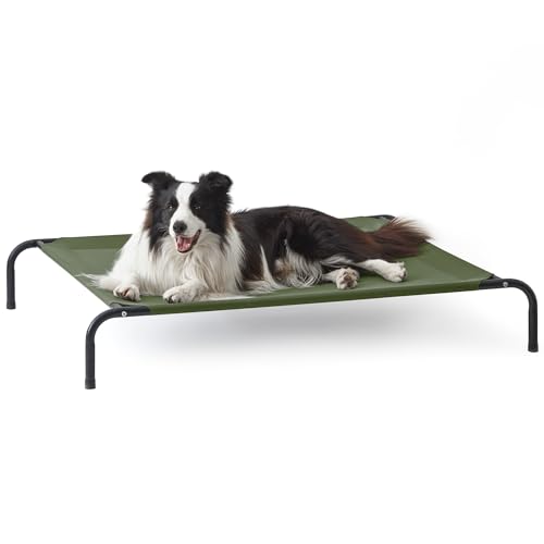 Love's cabin Elevated Cooling Dog Bed for Large Dogs, Portable Indoor & Outdoor Raised Pet Dog Cat Cot, Durable Summer Frame with Breathable Mesh, Grey, 48 inches